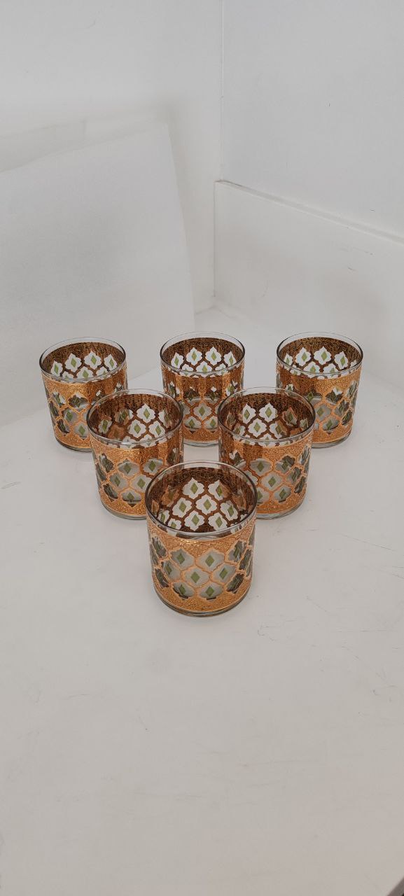 Vintage Culver 22K Gold Mid-Century Modern Glassware Set