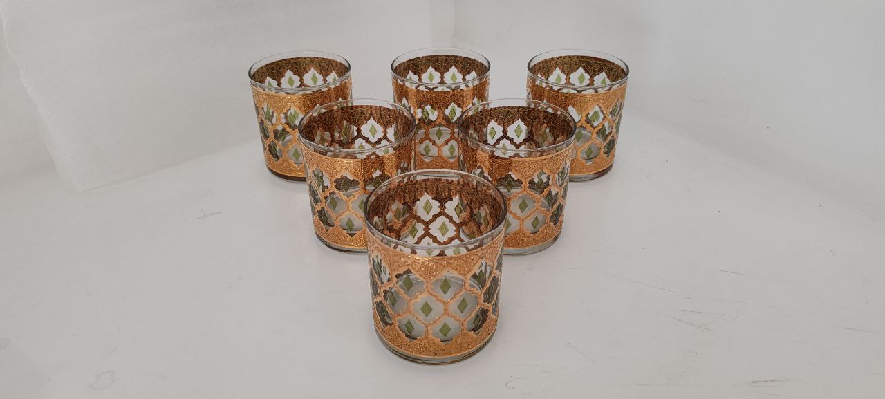 Vintage Culver 22K Gold Mid-Century Modern Glassware Set