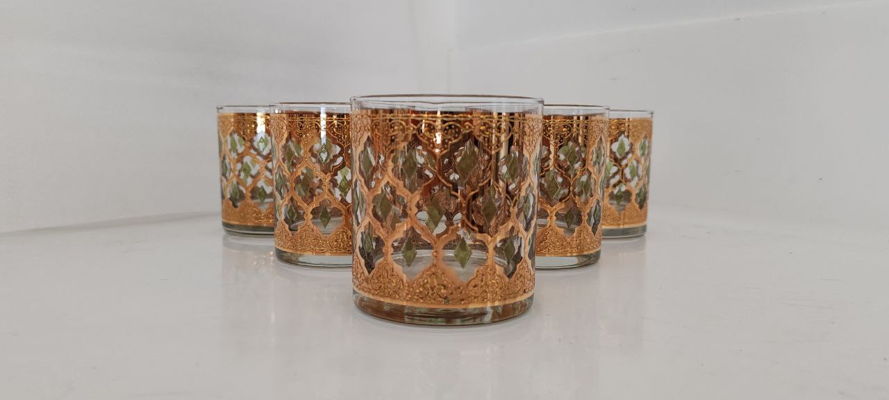 Vintage Culver 22K Gold Mid-Century Modern Glassware Set