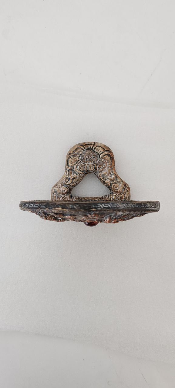 Vintage Oriental Style Bronze Vanity Mirror with Dragon Motif – 18x11 cm