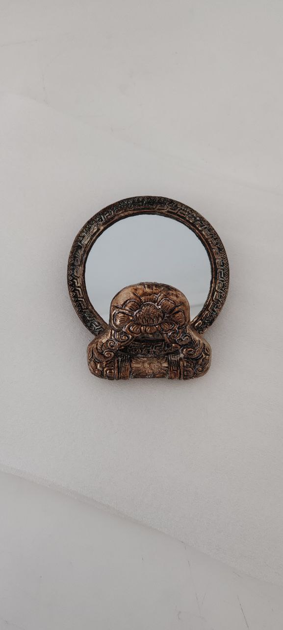 Vintage Oriental Style Bronze Vanity Mirror with Dragon Motif – 18x11 cm