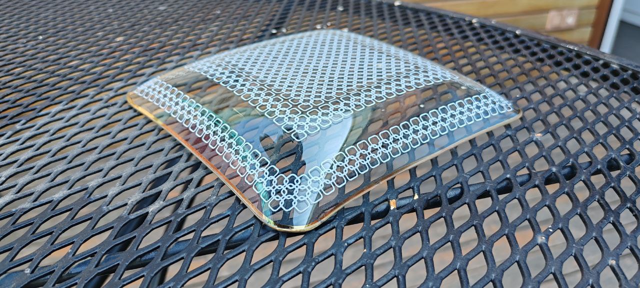 Vintage German Square Glass Plate – 19x19 cm – Intricate White Lattice Design – Excellent Condition