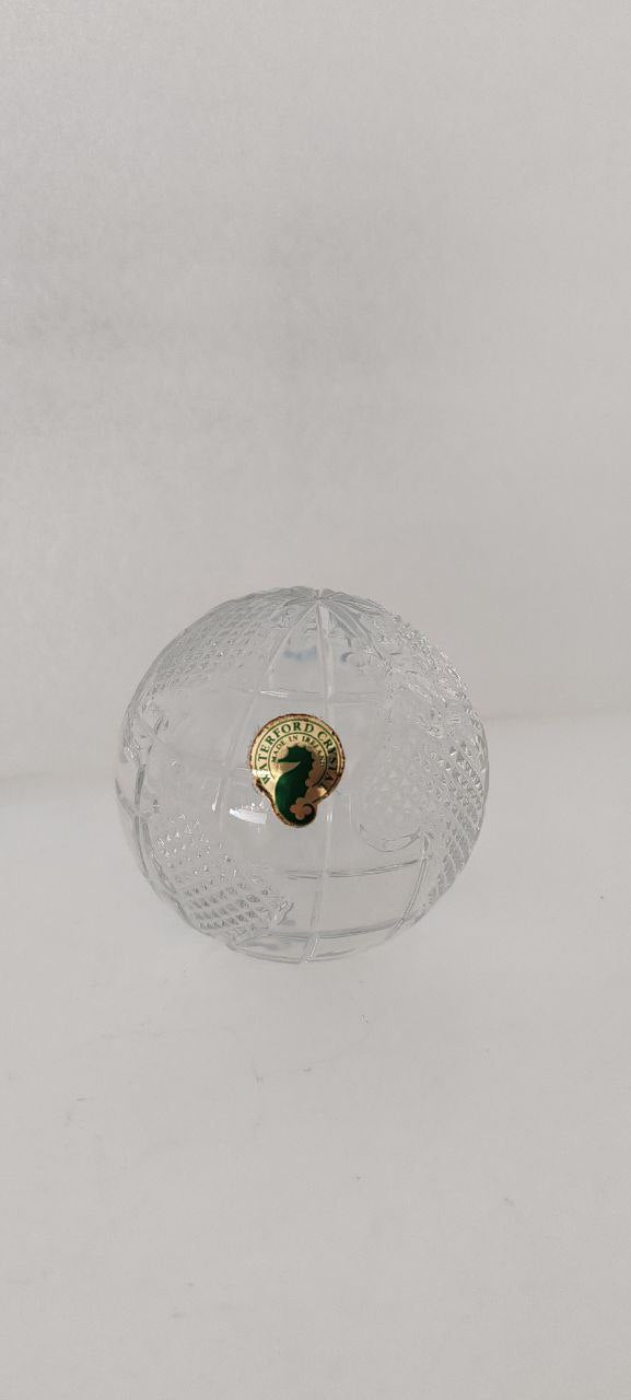 Waterford Crystal Sphere Paperweight – 8 cm Round – Hand-Cut Lead Crystal – Signed – Elegant Desk Décor