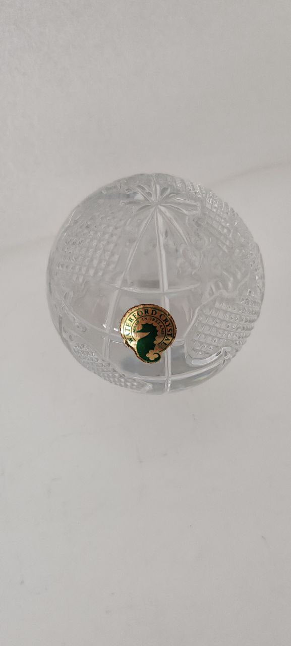 Waterford Crystal Sphere Paperweight – 8 cm Round – Hand-Cut Lead Crystal – Signed – Elegant Desk Décor