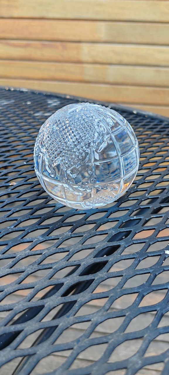 Waterford Crystal Sphere Paperweight – 8 cm Round – Hand-Cut Lead Crystal – Signed – Elegant Desk Décor