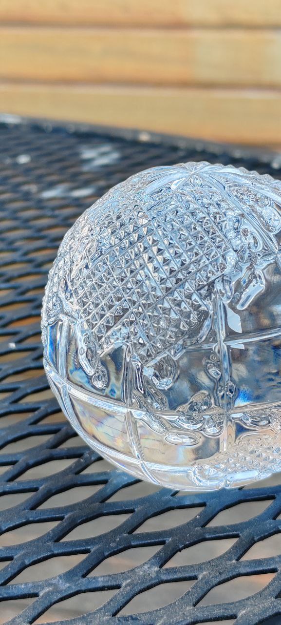 Waterford Crystal Sphere Paperweight – 8 cm Round – Hand-Cut Lead Crystal – Signed – Elegant Desk Décor